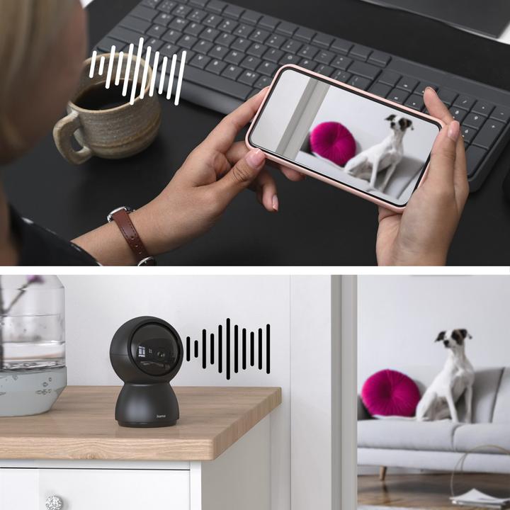 Actual product image Hama Surveillance camera, indoor WLAN camera, recording, night vision, rotatable (1920 x 1080 Pixels)