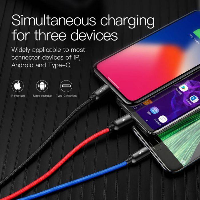 Image du produit Baseus Trois couleurs primaires 3 en 1 (1.20 m, USB 2.0)