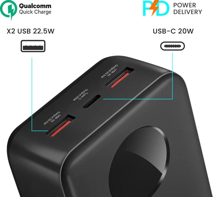 Image du produit Bwoo Power bank 22,5W 30000 mAh power bank with LCD screen, black (30000 mAh, 20 W, 20 Wh)