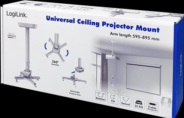 Immagine prodotto LogiLink staffa beamer lunghezza braccio 595-895 mm bianco (Soffitto)