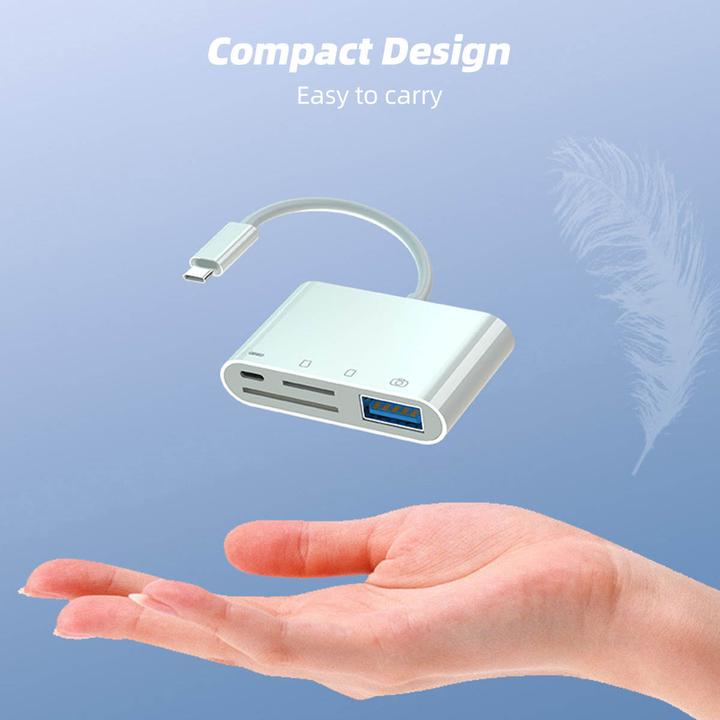 Actual product image PhoneLook Lecteur USB-C vers cartes mémoire SD & Micro-SD et USB (4 en 1) pour MacBook & iPad