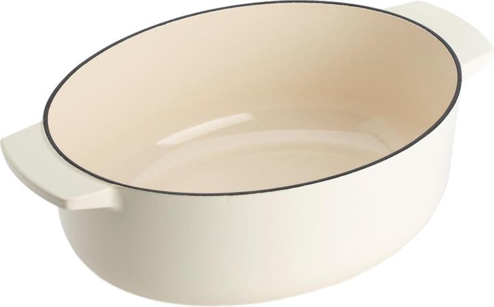Productafbeelding KitchenAid braadpan 30cm - gemailleerd gietijzer - amandel wit - ovaal (30 cm, Braadpan + kasserol, Gietijzer)