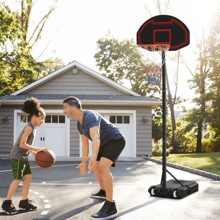 Image du produit Swisshandel24 Panier de basket avec support Outdoor réglable en hauteur Support de basket avec roues 195-250 cm
