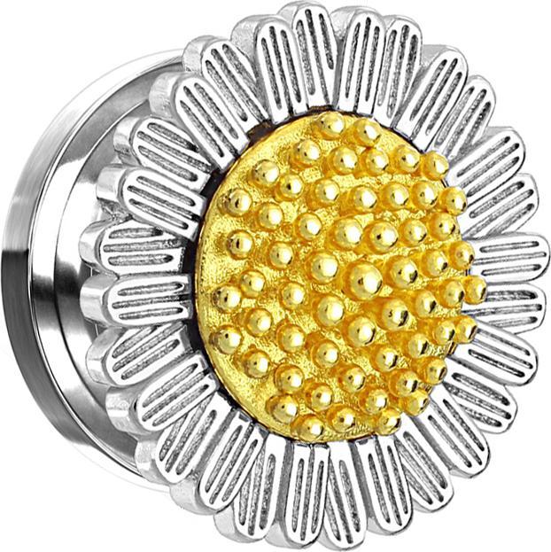 Image du produit Star Piercing Flesh Plug argent marguerite (Acier chirurgical 316L)