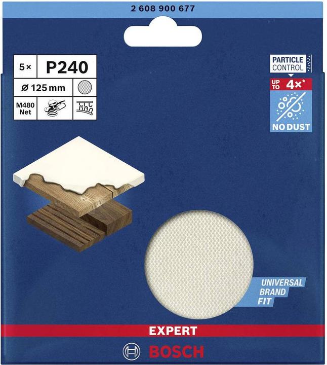 Immagine prodotto Bosch Professional Zubehör Expert M480 Rete di levigatura per levigatrice rotorbitale, 125 mm, G 240, 5 pezzi (240)