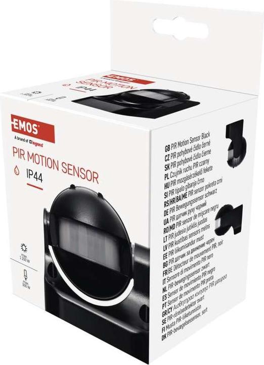 Produktbild Emos Bewegungsmelder (PIR-Sensor) IP44 1200W Schwarz (12 m)