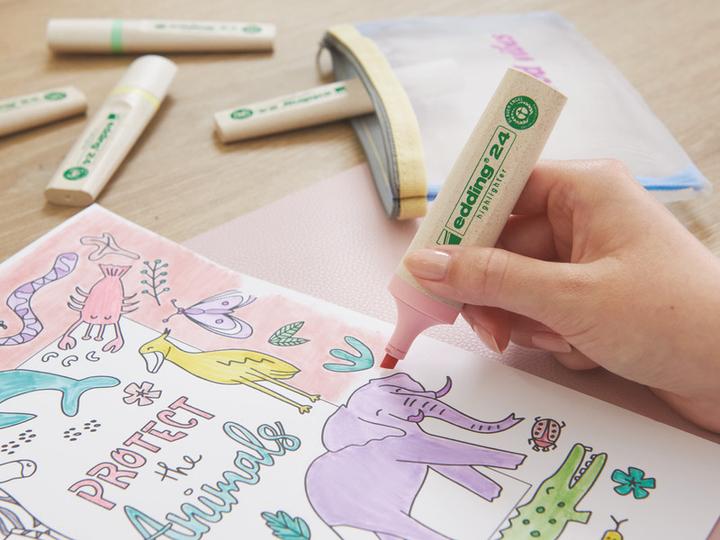 Produktbild Edding Textmarker 24 EcoLine (Pastellblau, Pastellrosa, pastellviolett, Pastellgrün, 5 mm, 4 x)