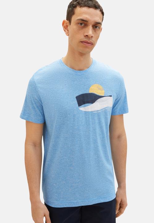 Immagine prodotto Tom Tailor T-Shirt Gestreiftes Kurzarmshirt mit Rundhalsausschnitt und Foto-Print (XL)