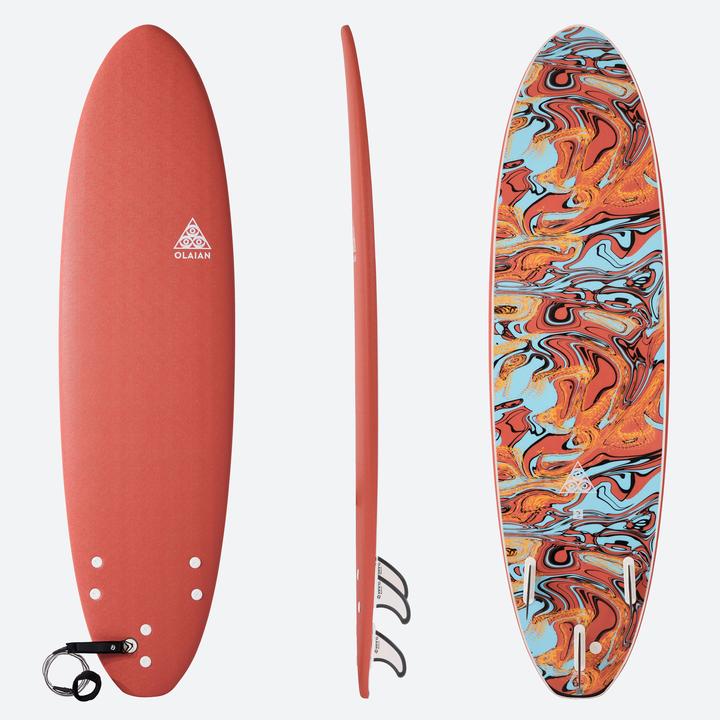 Actual product image Olaian Surfboard foam children and adults 7' - 500 Soft orange (7')