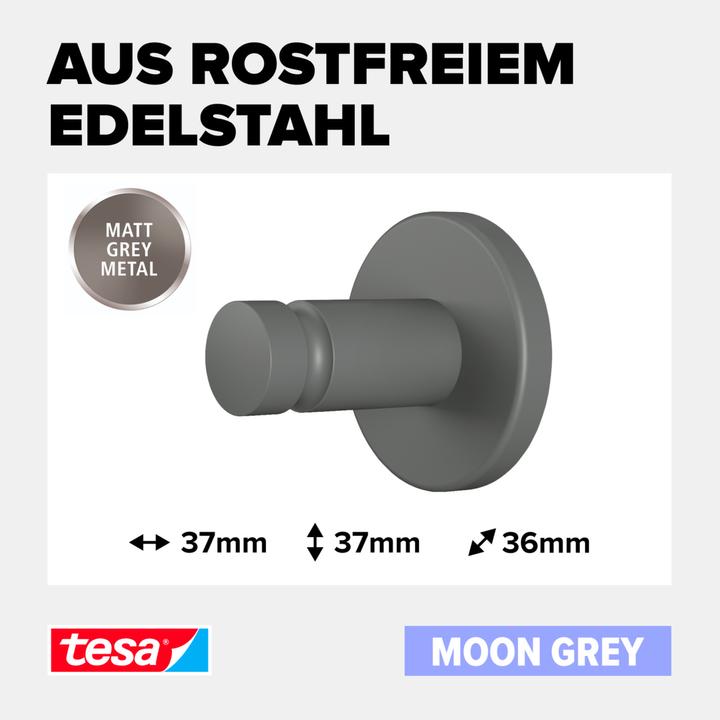 Immagine prodotto tesa MOON GREY Gancio per asciugamani con soluzione adesiva senza forare