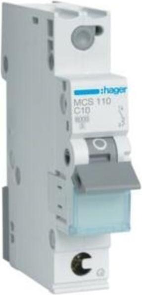 Immagine prodotto Hager MCS110. Corrente nominale: 10 A. Tipo: Tipo C, Quantità moduli (max): 1 modulo/i. Larghezza: 17.5