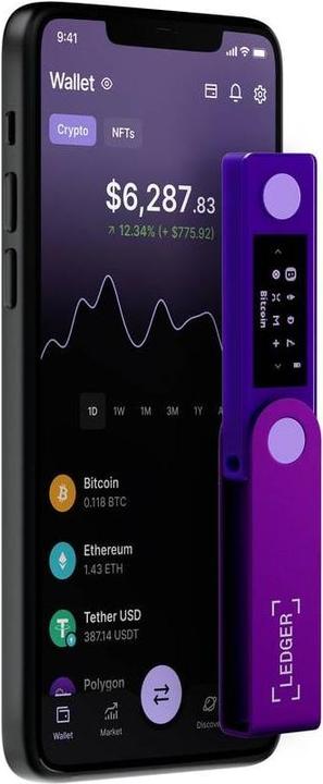 Actual product image Ledger DUPLIKAT Nano X crypto hardware wallet Purple Amethyst (Bitcoin, Litecoin, Ether)