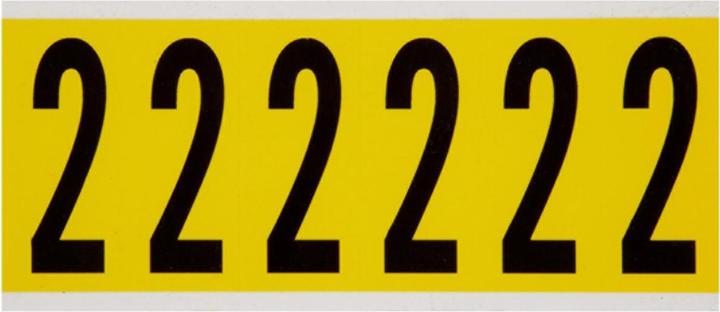 Produktbild Brady 3450-2, B-499, Nylongewebe, Zahl 2, Schwarz auf Gelb, 38 x 89mm, Schrifthöhe 75mm(25 K. á 6