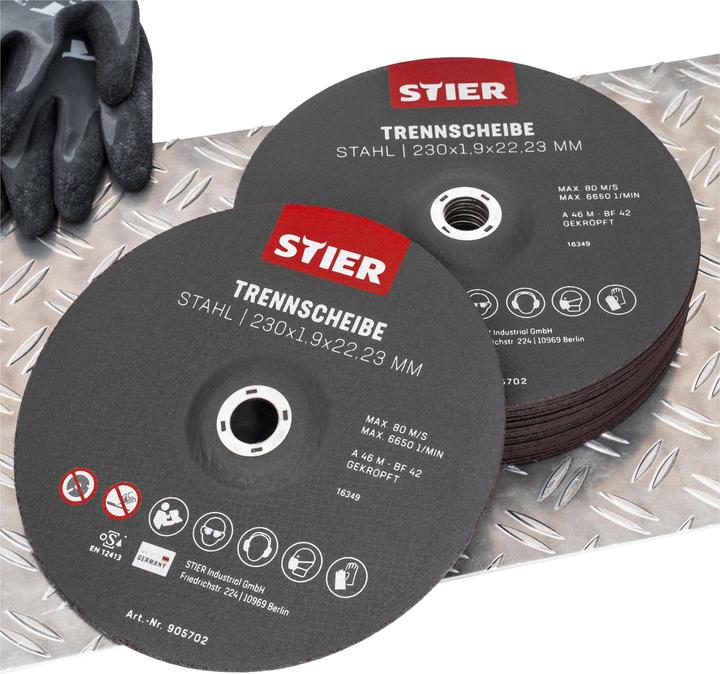 Image du produit Stier Disques à tronçonner acier 230 x 1,9 x 22,23 forme 42 à moyeu déporté
