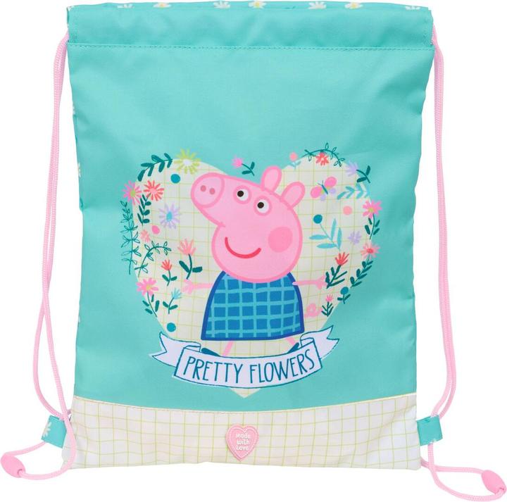 Safta Rucksacktasche mit Bändern Peppa Pig Pretty flowers Gelb Minze 26 x 34 x 1 cm