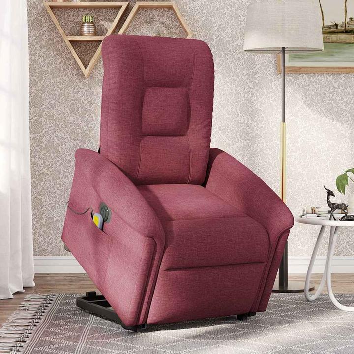 Immagine prodotto VidaXL Poltrona massaggiante elettrica con ausilio per l'assistenza in piedi in tessuto rosso vino