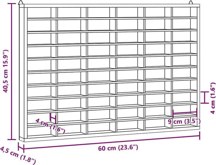 Actual product image VidaXL Wall display case (60 x 4.5 x 40.5 cm)