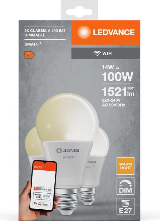 Image du produit Ledvance Smart+ Wifi Classic (E27, 14 W, 1521 lm, 3 x, F)