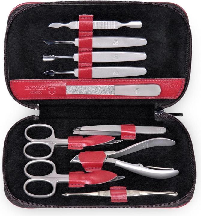 Immagine prodotto Sacher TR600R.0103 - Set da 10 pezzi per manicure in pelle rossa