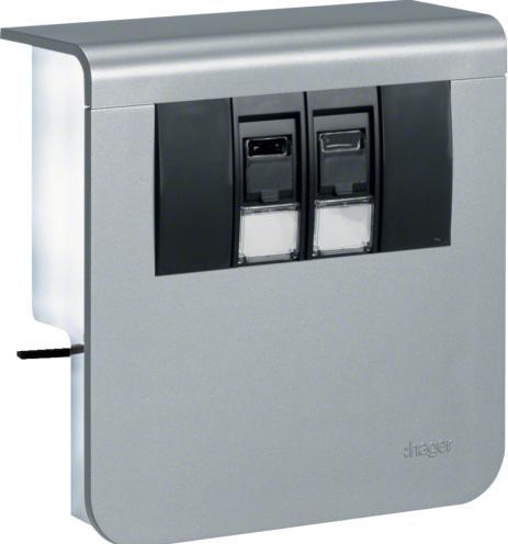 Image du produit Hager TEH SL20080907D1 Support d'appareillage SL20080 2xCat.6 Décor alu (13 cm)