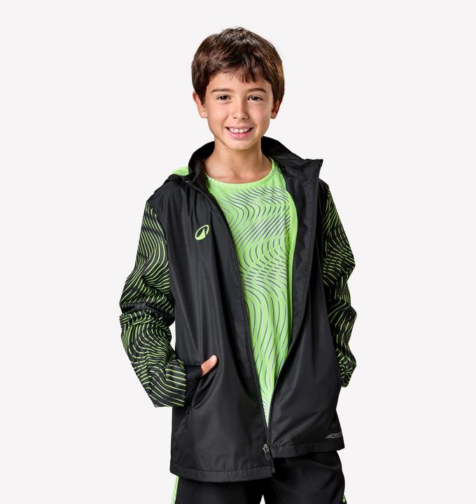 Immagine prodotto Kipsta Kinder Fussball Regenjacke - VIRALTO Wavy schwarz/neongelb (12, 13, 14)