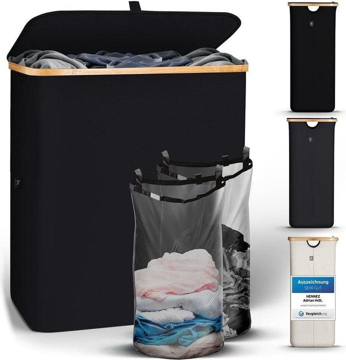 Produktbild Hennez Wäschekorb Adrian 140 l, Schwarz, Detailfarbe: Schwarz (140 l)