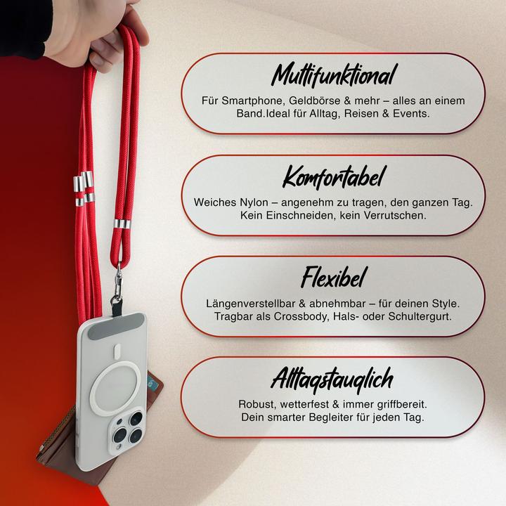 Image du produit Nalia HoldMe Lanyard Handykette – Universal Trageband für Smartphones - Verstellbar, Soft & Elastisch