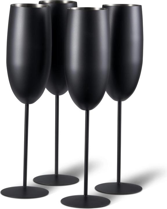 Actual product image Oak & Steel 4 Stainless Steel Champagne Glasses Gift Set (28.50 cl, 4 Glasses, Champagne glasses)