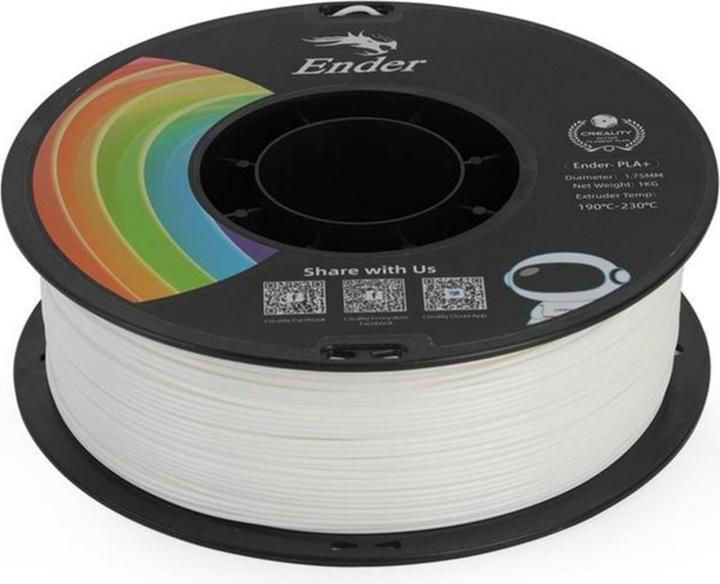 Image du produit Creality Filament PLA+ Blanc, 1.75 mm, 1 kg (PLA, 1.75 mm, 1000 g, Multicolore)