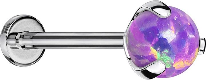 Produktbild Star Piercing Micro Threadless Labret silber mit Kugel Opal violett gefasst (Titan G23, ohne Messing)