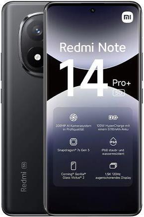 Produktbild Xiaomi Redmi Note 14 Pro+ 5G (512 GB, Midnight Black, 6.67", Dual SIM, 200 Mpx, 5G)