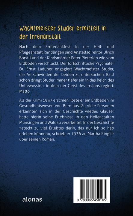 Actual product image Matto regiert. Friedrich Glauser. Ein Studer-Krimi (German, Frederick Glauser, 2019)