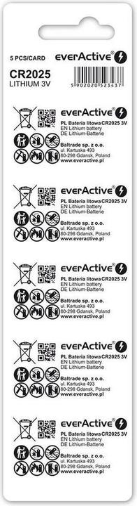 Produktbild Everactive Lithiumbatterie mini CR2025 - Blisterverpackung 5 Stk. (5 Stk., CR2025, 150 mAh)