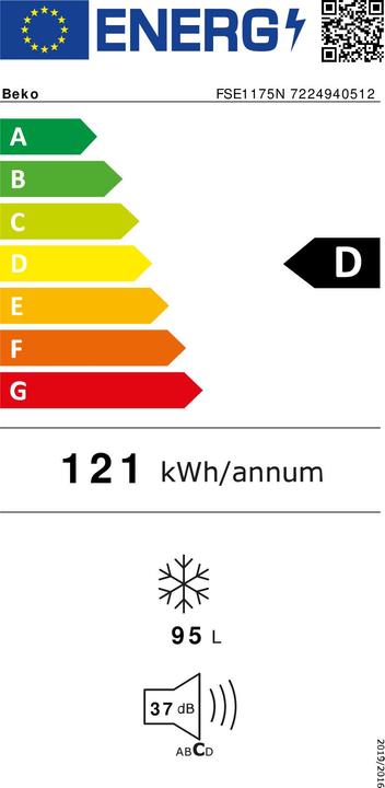 Label énergétique Beko GefSch FSE1175N D (Autonome, 95 l)