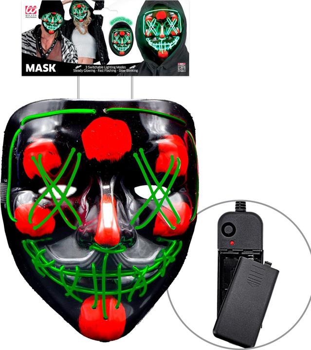 Image du produit Widmann Masque X effrayant avec éclairage LED vert