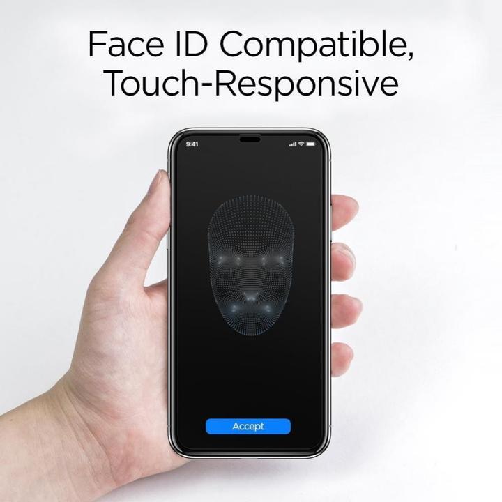 Produktbild Spigen Tempered Glass Glass Fc 2-Pack Iphone 11 Pro Black (2 Stück, Apple iPhone 11 Pro, Apple iPhone X, Apple iPhone XS)