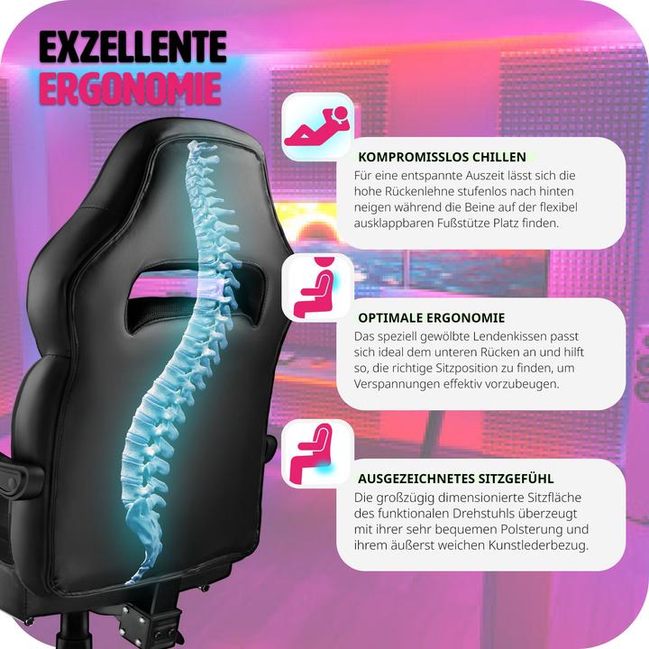 Actual product image tectake Gaming chair Comodo | With footrest