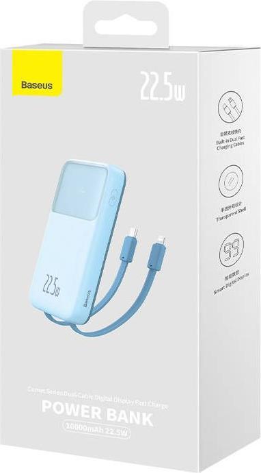 Immagine prodotto Baseus Powerbank Comet con cavo da USB a USB-C, 10000mAh, 22,5W (blu) (10000 mAh, 22.50 W)