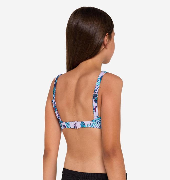 Actual product image Olaian Bikini-Oberteil Mädchen Bustier verstellbar 500 Nora violett geblümt (10, 11, 12)