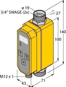 Immagine prodotto Turck Misuratore di portata in linea compatto Misurazione della portata Uscita a relè 24V