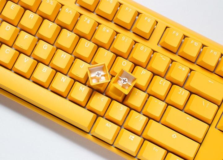 Actual product image Ducky One 3 Yellow Gaming Keyboard, RGB LED - MX-Silent-Red (US) (US, Cable)