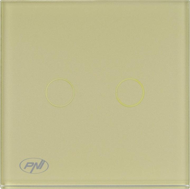 Produktbild PNI Doppelschalter mit Touch SH202G aus Glas, Gold mit LED-Anzeige, Farbe Gold