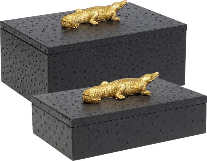 Actual product image Kare Design Box Crocodile Schwarz (2/Set)