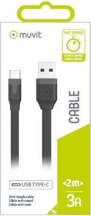 Immagine prodotto Muvit Cavo piatto Tipo-C USB 2.0 2M 3A Nero (2 m, USB 2.0)