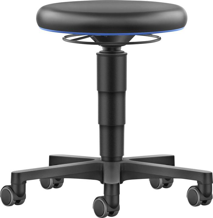 Actual product image Bimos Stool Allround, vinyl, with castors, colour ring in blue.