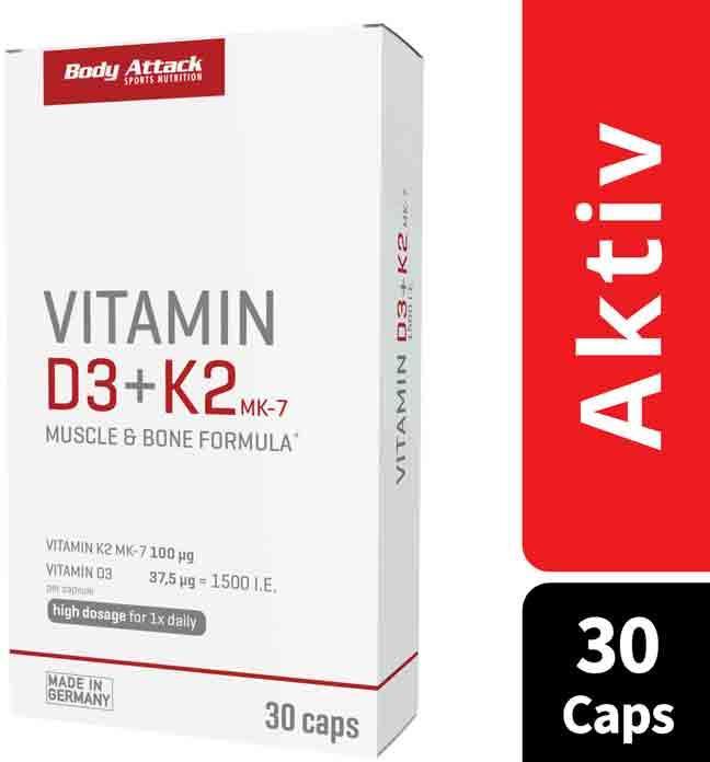 Image du produit Body Attack Vitamin D3 + K2 (30 pièce(s), Capsules, 16.30 g)