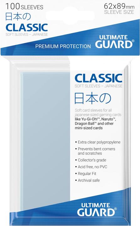 Ultimate Guard UGD010069 - Classic - 100x custodie per carte morbide, formato giapponese, trasparenti