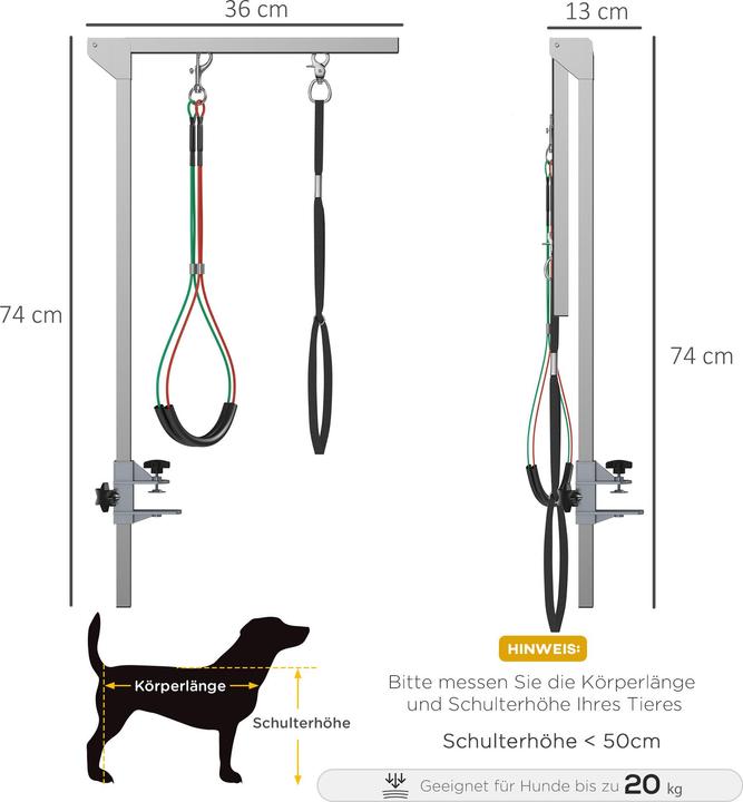 Image du produit PawHut Bras de table de toilettage pour animaux de compagnie avec corde en nylon (Chien)