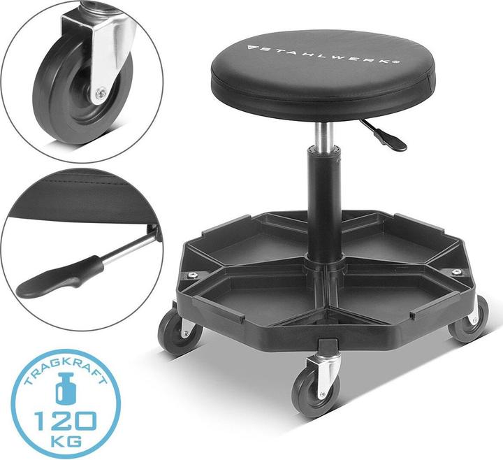 Image du produit Stahlwerk Tabouret d'atelier WRH-57 ST noir avec capacité de charge de 120 kg Siège d'atelier (1 x)