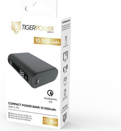 Actual product image Muvit Tiger Power Powerbank 10000mah Pd + Qc Avec 2 Cable Type C Noir (10000 mAh, 20 W)